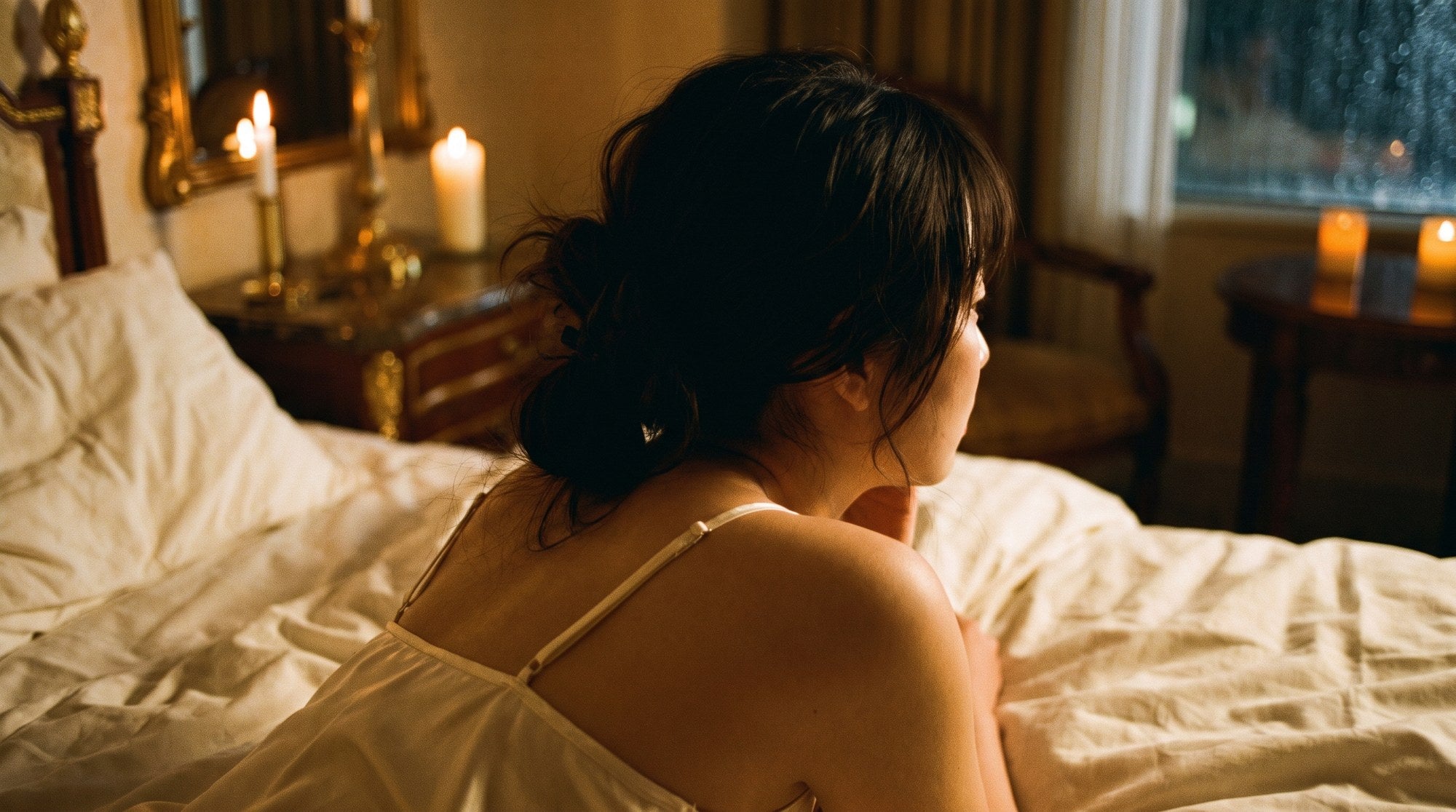 いつもの夜に、飽きていませんか。——薄明かりの中の女性